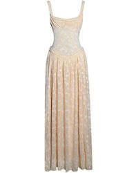 Miss Circle New York - Ulissa Square Neck Jacquard Textured High Slit Maxi Dress - Lyst
