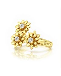 Unaloe - Vermeil Flower Ring With Zirconia – Floral Statement Ring, Luxury Italian Artisan Jewelry For Womena - Lyst