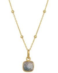 Spero London - Sterling Natural Square Pendant Necklace With Beaded Chain - Lyst