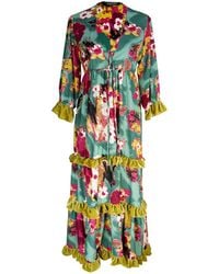 Jennafer Grace - Fuchsia Fae Velvet Ruffle Maxi Dress - Lyst