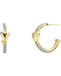 Spero London - Hoop Heart Diamond Style Pave Sterling Earring - Lyst