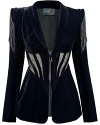 Angelika Jozefczyk - Velvet Blazer With Glass Fringes - Lyst