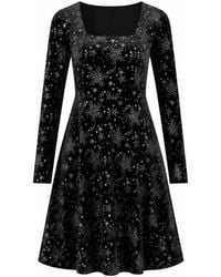 Yumi' - Starburst Foil Print Long Sleeve Skater Dress - Lyst