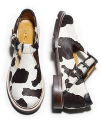 Mafalda - Cow Print Leather Mary-Jane Flats - Lyst