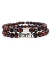 Shar Oke - Tiger's Eye & Duty Word Beaded Bracelet Set - Lyst