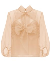 Georgette - Neutrals Soft Peach Bow Top - Lyst