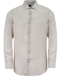lords of harlech - Neutrals Laurent Wild Paisley Oxford Linen Shirt - Lyst