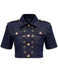 Maui X Lolita - Aria Grommet Denim Cropped Shirt - Lyst