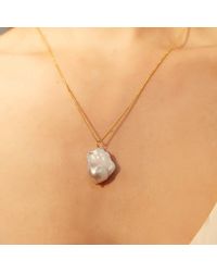 Aurozia - Pearl Wing Big Baroque Pearl Pendant Necklace - Lyst