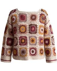 Ana Chic - Cream Granny Square Handmade Crochet Jumper - Lyst