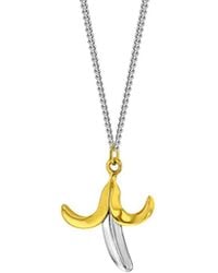 True Rocks - 2 Tone 18Kt-Plated & Sterling Mini Banana Pendant On Chain - Lyst