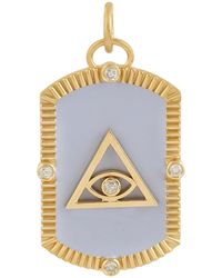 Artisan - Triangle Evil Eye Gemstone Diamond In 14k Yellow Gold Charm Pendant - Lyst