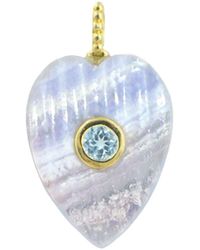 KAMARIA - Lace Agate Gemstone Pendant With Topaz - Lyst