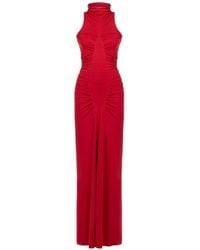 Nocturne - Ruched High-Neck Maxi Dress - Lyst
