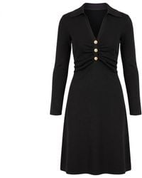 Yumi' - Knitted Ruched Collar Dress - Lyst