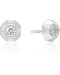 The Jewelz - Faceted Octagon Solitaire Cz Stud Earrings - Lyst