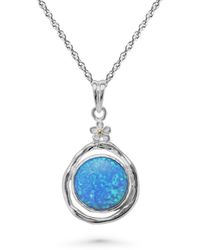 Isla Silver - Handmade Sterling Fire Opal Pendant With Dainty Flower Detail - Lyst