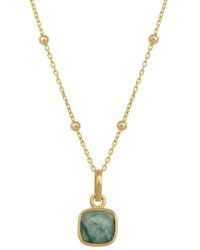 Spero London - Sterling Natural Square Pendant Necklace With Beaded Chain - Lyst