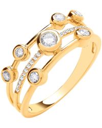 Augustine Jewels - Delicate Triple-Tiered Round Shaped Diamond Ring Bezel Set - Lyst