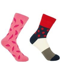 Peper Harow - Made in England - Leaf & Scarlet Mayfair Socks Two Pack - Lyst