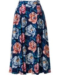 Louche - Lizea Peonies Print Pleated Midi Skirt - Lyst