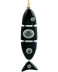 Artisan - 14K Onyx Fish Pendant With Moonstone - Lyst