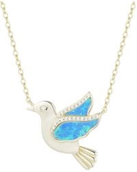 KAMARIA - Opal Dove Bird Necklace With Crystals - Lyst