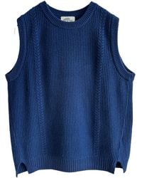 Zenzee - Wool Cashmere Crew Neck Cable Knit Vest - Lyst