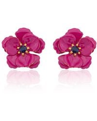 Milou Jewelry - Raspberry Viola Flower Earrings - Lyst