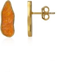 Spero London - Molten Dripping Coral & Amber Sterling Plated Earring - Lyst