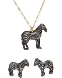 Fable England - X Natural History Museum Zebra Pendant Necklace & Zebra Stud Earrings Set - Lyst