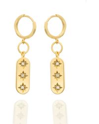 C.J.M - Three Star Bar Huggies Pair - Lyst