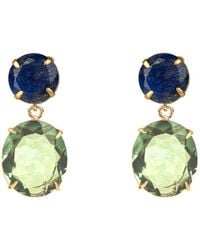 Bounkit - Vanessa Earrings Lapis Clip On - Lyst
