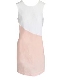 Haris Cotton - Two Colored Knee Length Linen Sleeveles Dress - Lyst