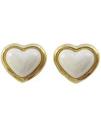 POPORCELAIN - Porcelain Pearly Heart Stud Earrings - Lyst