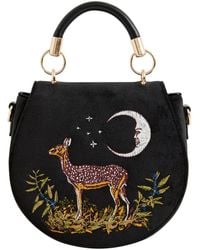 Fable England - Fable Deer & Moon Embroidered Saddle Bag Velvet - Lyst