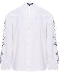 IZABELA MANDOIU - Button-Up Shirt With Embroidered Sleeves - Lyst