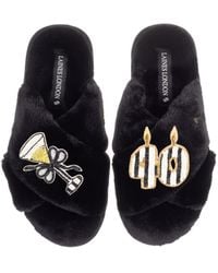 Laines London - Classic Laines Slippers With Stripe 40Th Birthday & Glass Of Champagne Brooches - Lyst
