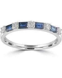 Artisan - 18K Baguette Cut Sapphire & Diamond Half Eternity Ring - Lyst