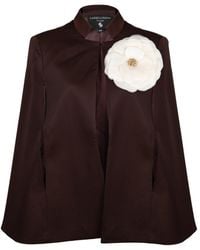 House of Laines London - Neutrals Laines Chocolate Couture Tailored Cape With Embellished Cream Organza Flower - Lyst