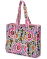 At Last - Cotton Tote Bag In Multi Ikat - Lyst