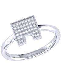 LMJ City Arches Square Diamond Ring In 14k White Gold - Multicolor