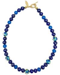 Farra - Artistic Lapis And Agate Choker Necklace - Lyst