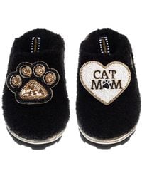Laines London - Teddy Closed Toe Slippers With Paw & Cat Mum Mom Brooches - Lyst