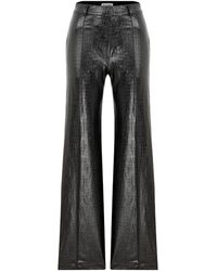 NAZLI CEREN - Millie Straight Cut Croc-Effect Trousers - Lyst