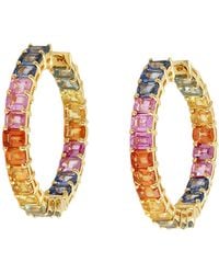Artisan - Multi Color Sapphire Gemstone Hoop Earrings - Lyst
