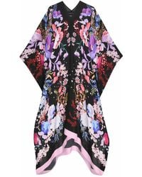 Meng - Watercolour Flowers Silk Georgette Kaftan - Lyst