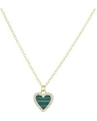 KAMARIA - Mini Malachite Heart Necklace With Crystals - Lyst