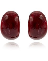 Michael Nash Jewelry - Merrie Ruby-Burgundy Marbled Resin Semi Hoop Clip On Earrings - Lyst