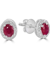 Artisan - Natural Ruby & Diamond Halo Stud Earrings - Lyst